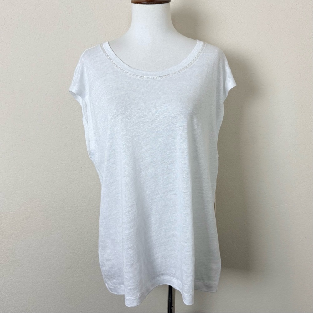 Ramy Brook Siera Linen Cap Sleeve Shirt in Ivory